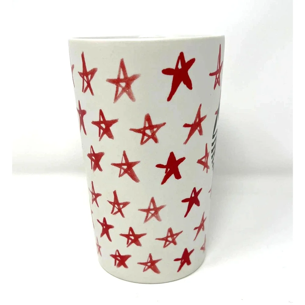 Starbucks Tall Red Star Black‎ Siren Mermaid Logo Coffee Cup Mug 16 oz 2014